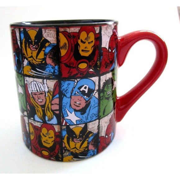 Marvel Comics Red/Black Coffee Mug - Avengers/Super Heroes - 2010 Official 14oz - Picture 1 of 8